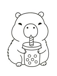 Kapibara bubble tea i&ccedil;iyor