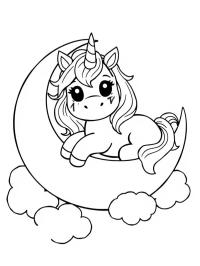 Ay üstünde uyuyan unicorn