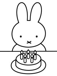 Önünde pastayla Miffy