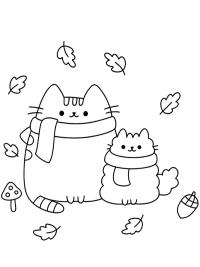 Pusheen ve Stormy sonbaharda