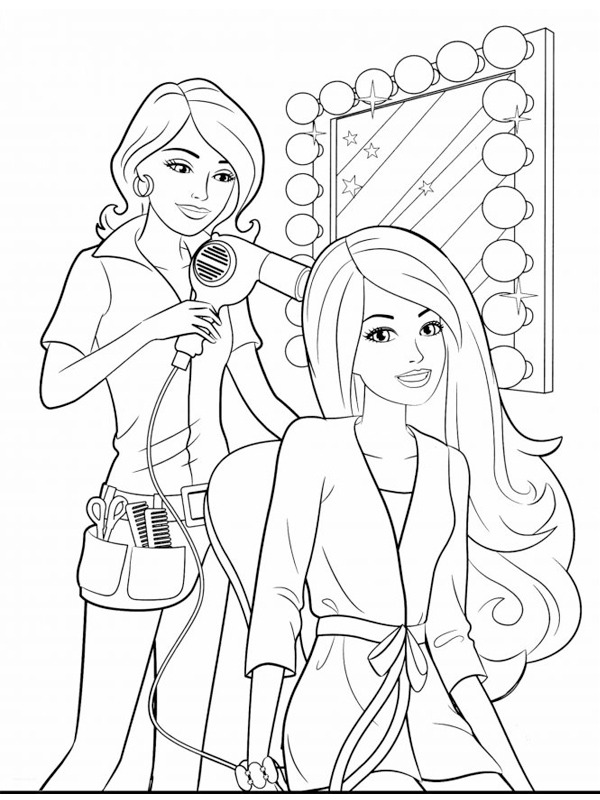 Barbie makyaj yapıyor Boyama sayfası Barbie makyaj yapıyor Boyama sayfası