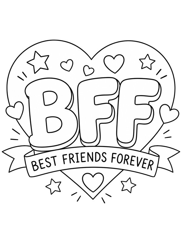BFF kalbi Boyama sayfası BFF kalbi Boyama sayfası