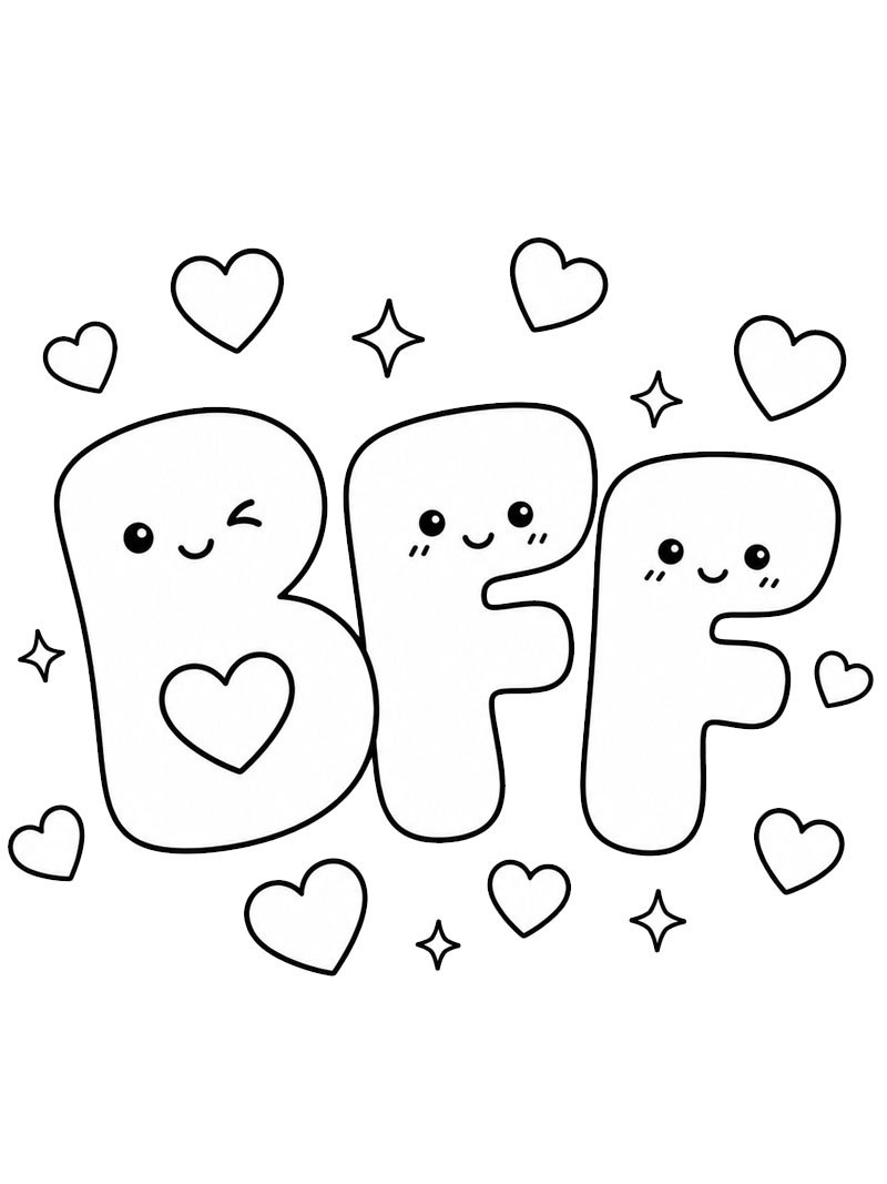 Sevimli BFF harfleri Boyama sayfası Sevimli BFF harfleri Boyama sayfası