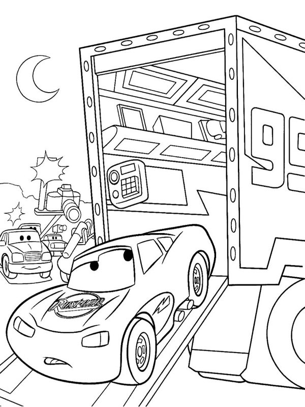 Kamyondan inen Şimşek McQueen Boyama sayfası Kamyondan inen Şimşek McQueen Boyama sayfası