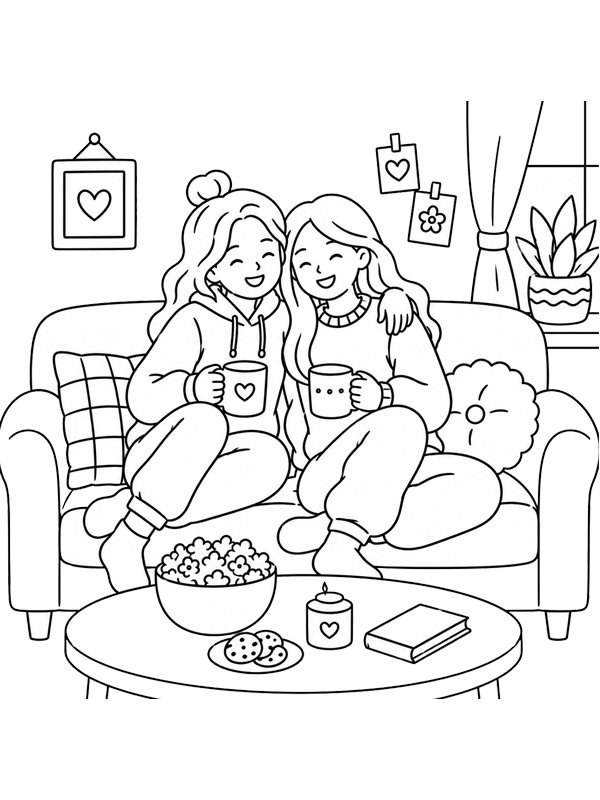 Cozy BFF Boyama sayfası Cozy BFF Boyama sayfası