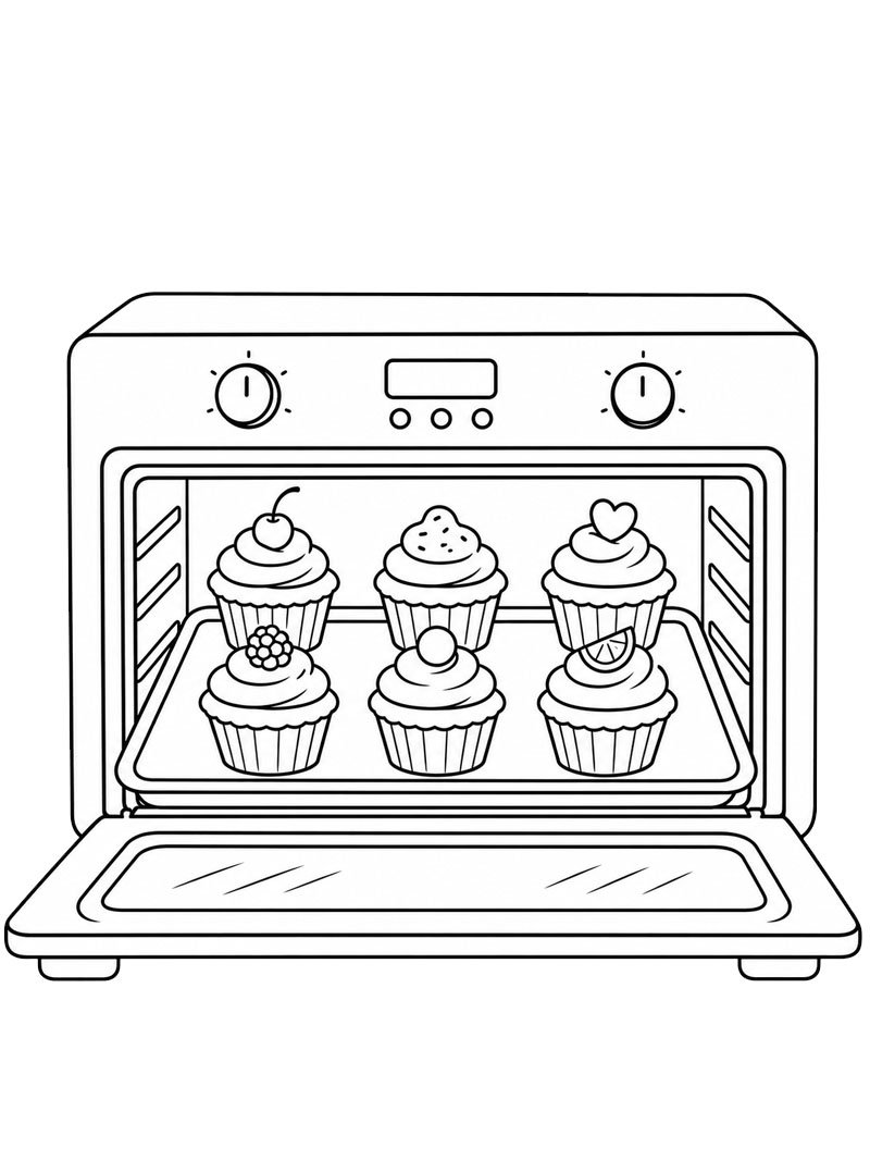Fırındaki cupcake'ler Boyama sayfası Fırındaki cupcake'ler Boyama sayfası