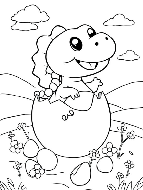 Yumurtadan çıkan dinozor Boyama sayfası Yumurtadan çıkan dinozor Boyama sayfası
