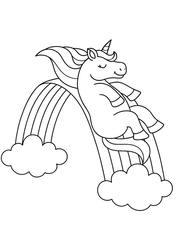 Gökkuşağının Üstünden Kayan Unicorn Boyama sayfası Gökkuşağının Üstünden Kayan Unicorn Boyama sayfası