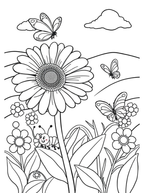 Gerbera çiçeği Boyama sayfası Gerbera çiçeği Boyama sayfası