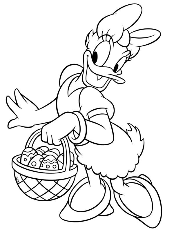 Paskalya sepetli Daisy Duck Boyama sayfası Paskalya sepetli Daisy Duck Boyama sayfası