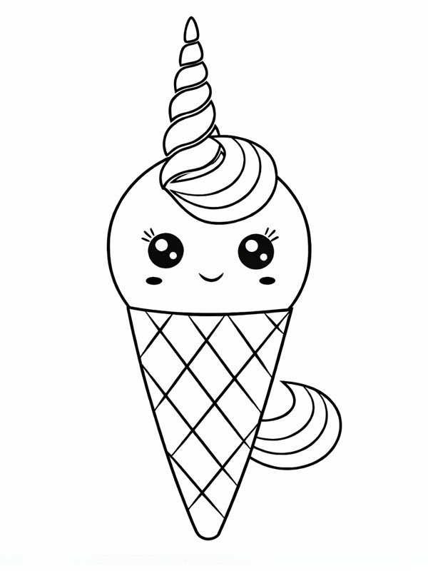 Kawaii unicorn dondurması Boyama sayfası Kawaii unicorn dondurması Boyama sayfası
