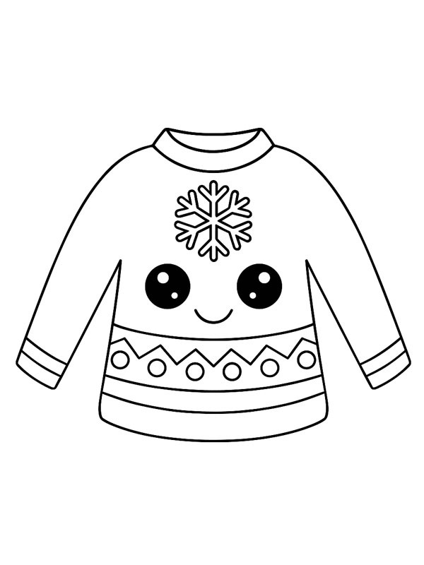 Kawaii Noel kazağı Boyama sayfası Kawaii Noel kazağı Boyama sayfası