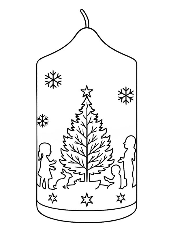 Noel ağaçlı noel mumu Boyama sayfası Noel ağaçlı noel mumu Boyama sayfası