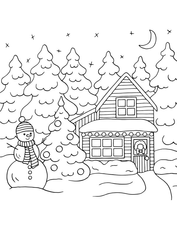 Noel Manzarası Boyama sayfası Noel Manzarası Boyama sayfası