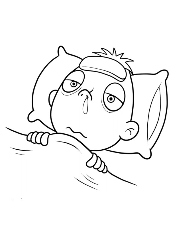 Grip olmuş &ccedil;ocuk Boyama sayfası