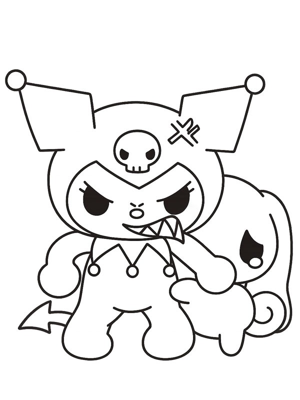 Kuromi, Cinnamoroll'u koruyor Boyama sayfası Kuromi, Cinnamoroll'u koruyor Boyama sayfası