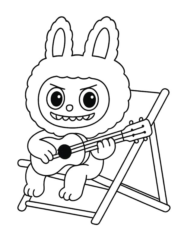 Labubu Gitar Çalıyor Boyama sayfası Labubu Gitar Çalıyor Boyama sayfası