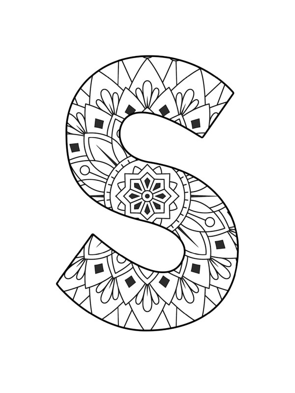 S Harfi Mandala Boyama sayfası S Harfi Mandala Boyama sayfası
