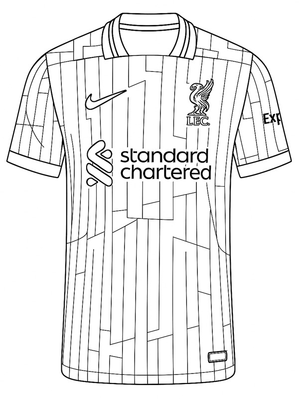 Liverpool futbol forması Boyama sayfası Liverpool futbol forması Boyama sayfası