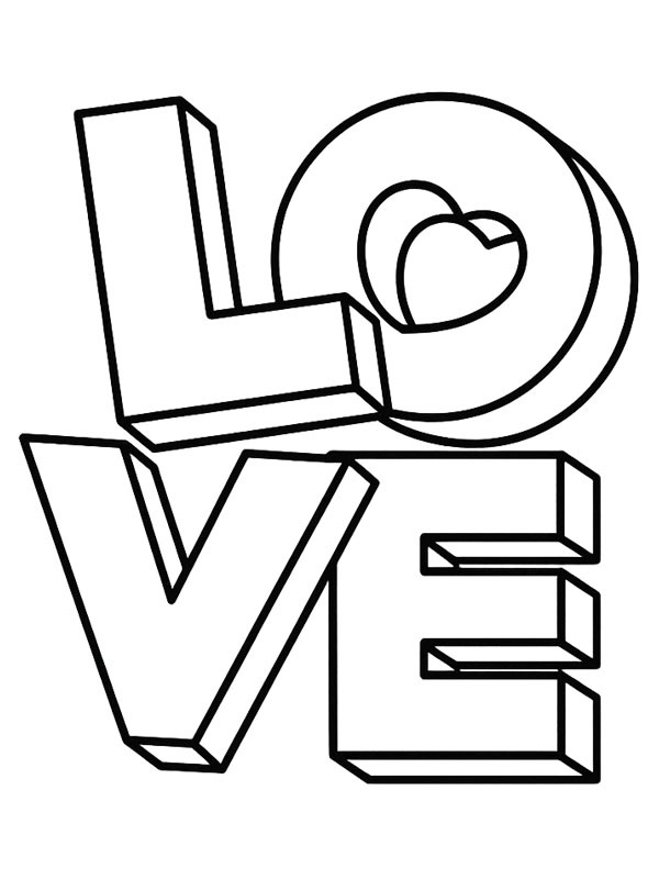Love 3D Boyama sayfası Love 3D Boyama sayfası