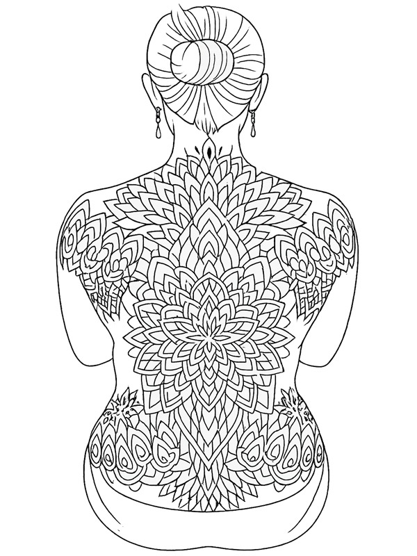 Mandala sırt dövmesi Boyama sayfası Mandala sırt dövmesi Boyama sayfası