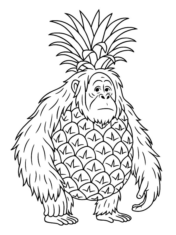 Orangutini Ananasini Boyama sayfası Orangutini Ananasini Boyama sayfası