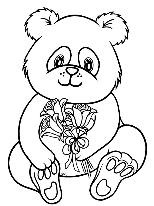 Çiçekli Panda Boyama sayfası Çiçekli Panda Boyama sayfası