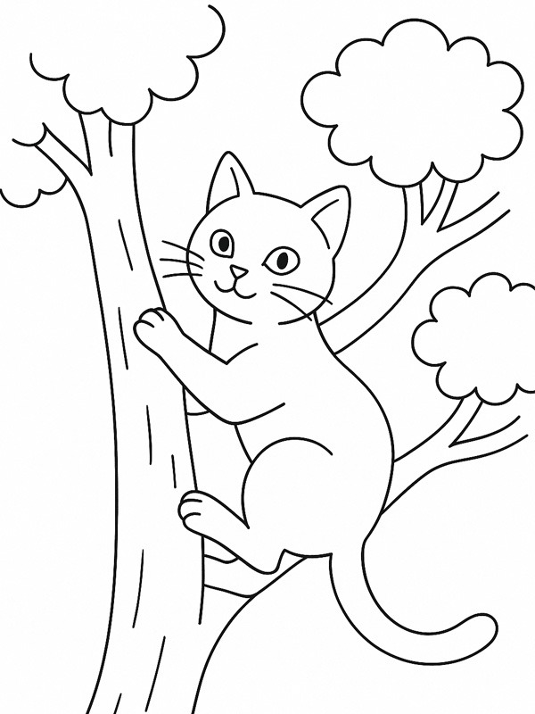 Ağaca tırmanan kedi Boyama sayfası Ağaca tırmanan kedi Boyama sayfası