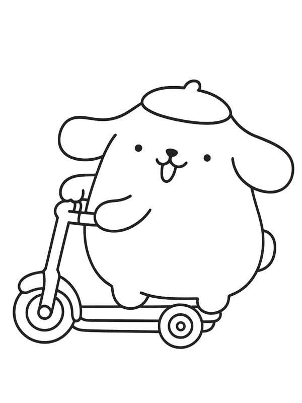 Scooter süren Pompompurin Boyama sayfası Scooter süren Pompompurin Boyama sayfası