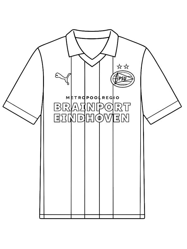 PSV futbol forması Boyama sayfası PSV futbol forması Boyama sayfası