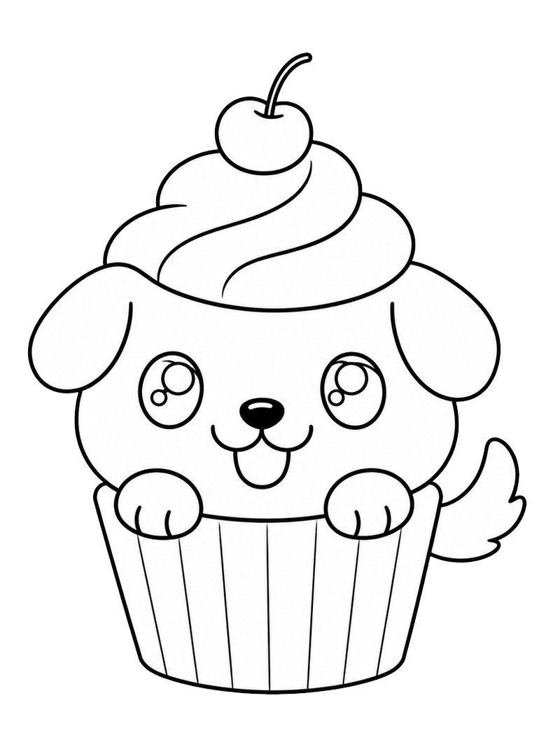 Puppy cupcake Boyama sayfası Puppy cupcake Boyama sayfası