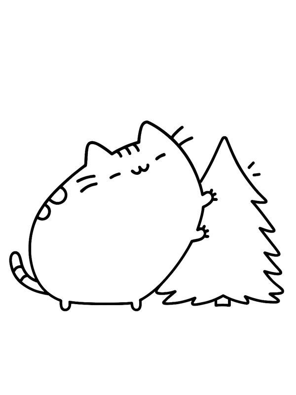 Pusheen ve Noel ağacı Boyama sayfası Pusheen ve Noel ağacı Boyama sayfası