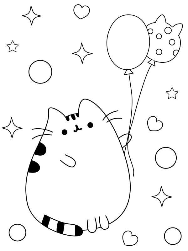 Pusheen Balonlarla Boyama sayfası Pusheen Balonlarla Boyama sayfası