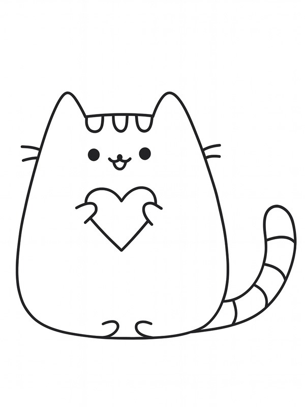 Kalpli Pusheen Boyama sayfası Kalpli Pusheen Boyama sayfası