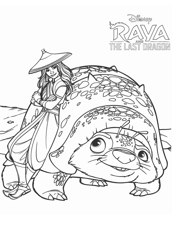Raya ve Tuk Tuk Boyama sayfası Raya ve Tuk Tuk Boyama sayfası