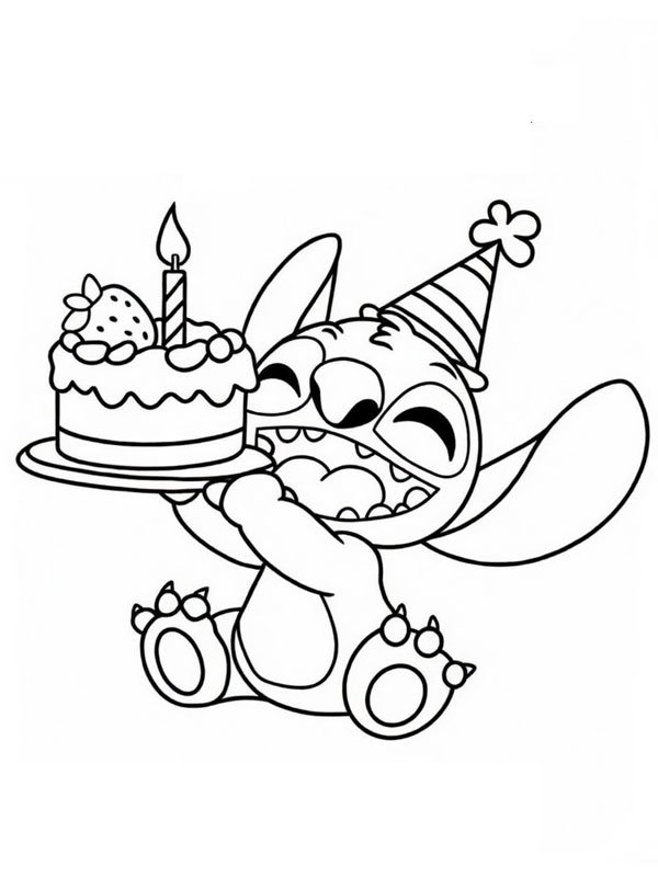 Pastalı Stitch Boyama sayfası Pastalı Stitch Boyama sayfası