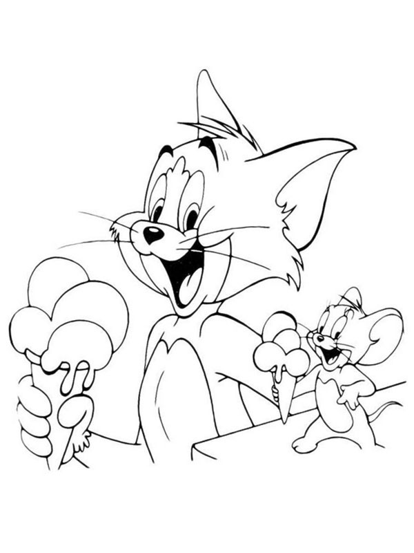 Tom ve Jerry Dondurma Yiyor Boyama sayfası Tom ve Jerry Dondurma Yiyor Boyama sayfası