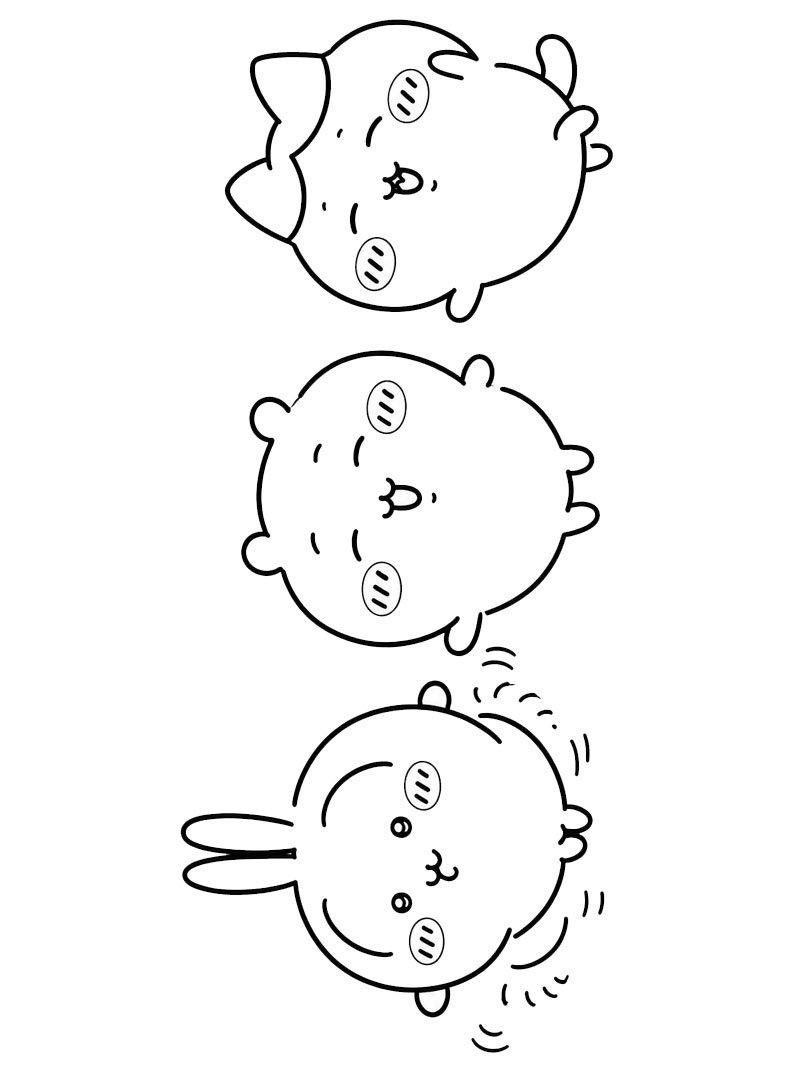 Usagi, Chiikawa ve Hachiware Boyama sayfası