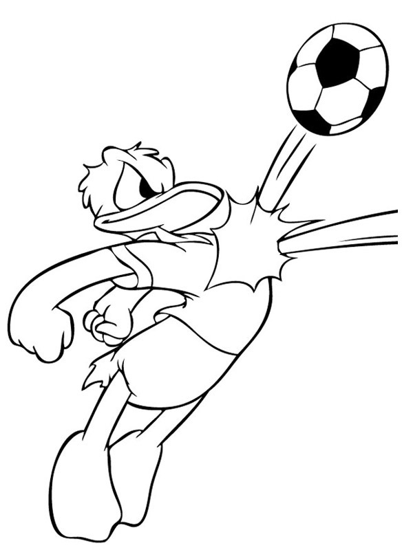 Futbolcu Donald Duck Boyama sayfası Futbolcu Donald Duck Boyama sayfası